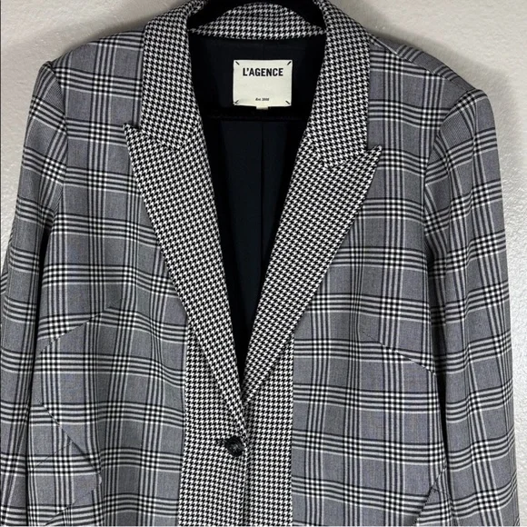 L'AGENCE Chamberlain Plaid & Houndstooth Blazer - Picture 10 of 11